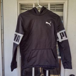 Puma Boys Size Large 14/16 black/white Hoodie Sports Pullover 100% Polyester