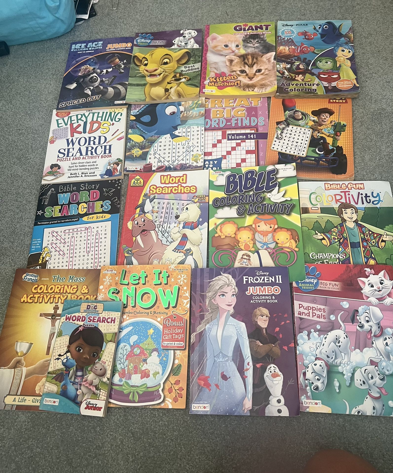 Set Of 17 Kids Word Search + Coloring Activity Books