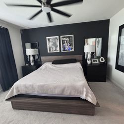 Kanes Furniture Brown Wood Bed-Frame With Dressers