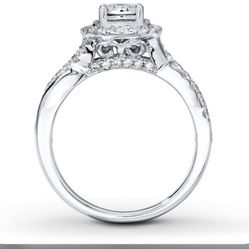 Square Cut 10k Real Diamond  Ring 