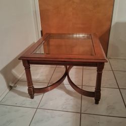 Wood Glass Top Coffee Table 