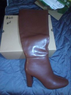 Brown Knee-High Heeled Boots