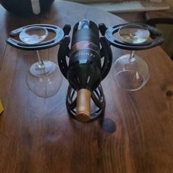 Bottle and wine glass holder