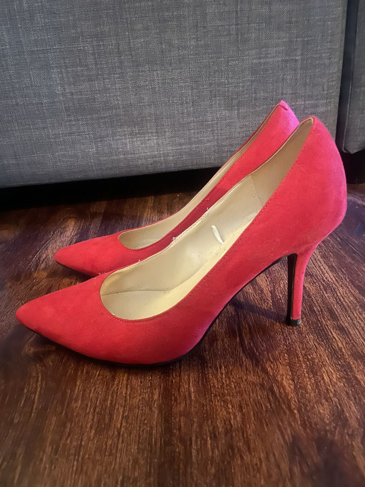 Red Nine West Pointed High Heels