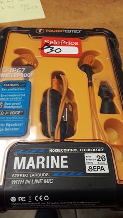 ToughTested Marine stereo Earbuds with inline Mic