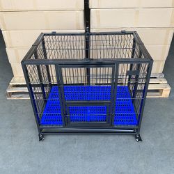 New $120 Folding Dog Cage 37x25x33” Heavy Duty Single-Door Kennel w/ Plastic Tray 