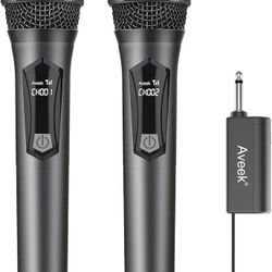 Wireless Microphones, Dynamic Microphone with Rechargeable Receiver(Work 6hs), for Singing, Party, Wedding, DJ, Speech (2 Packs)
