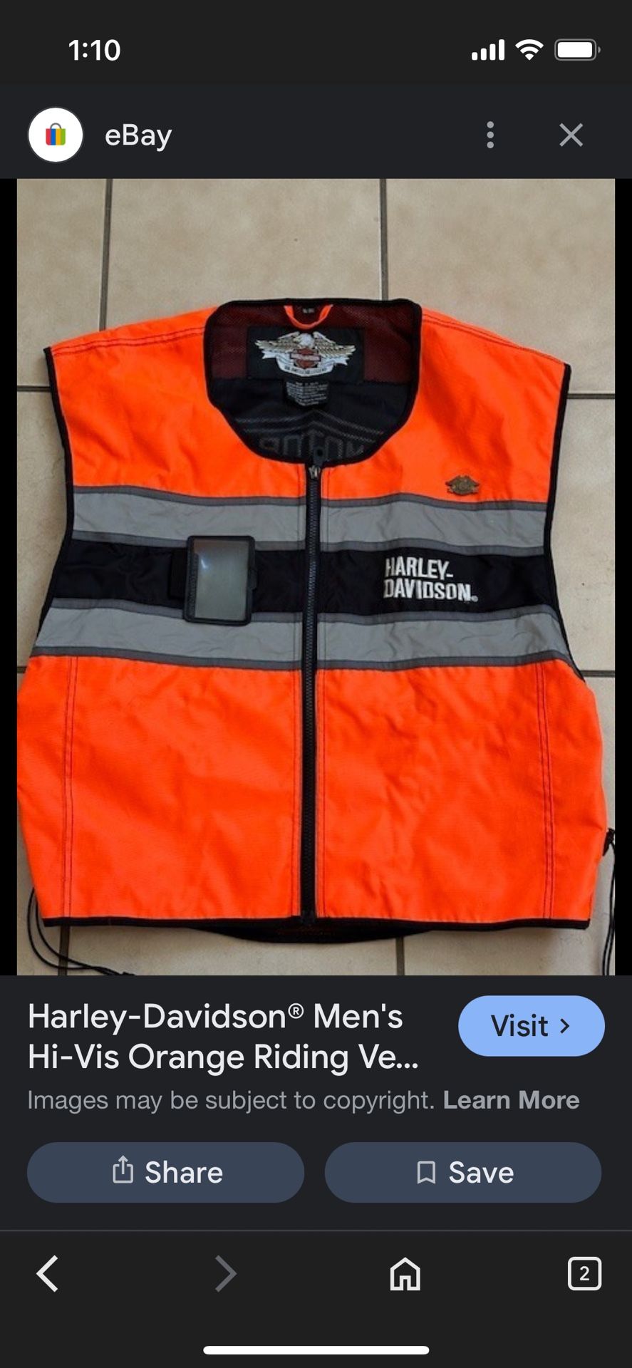 Awesome Harley Davidson Size X Large Reflective Vest Adjustable