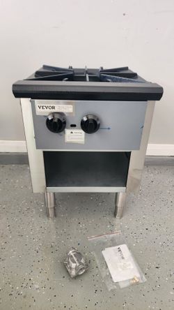 VEVOR Commercial Gas Stove with Cabinet, Propane and Natural Gas Countertop Cooking Stove Range, Stainless Steel Gas Hot Plate, Commercial Cooking Equ