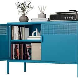 ❤️‍🔥 Blue metal storage cabinet with doors and shelf, 2-door storage cabinet for home and office $60
