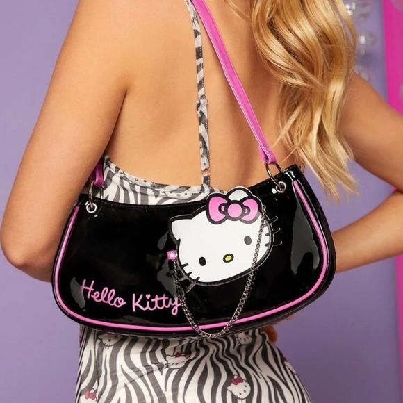 Hello Kitty black shoulder bag with mirror