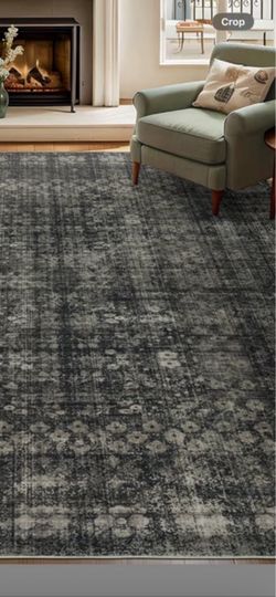 New in Box oriental thin washable area rug black and white