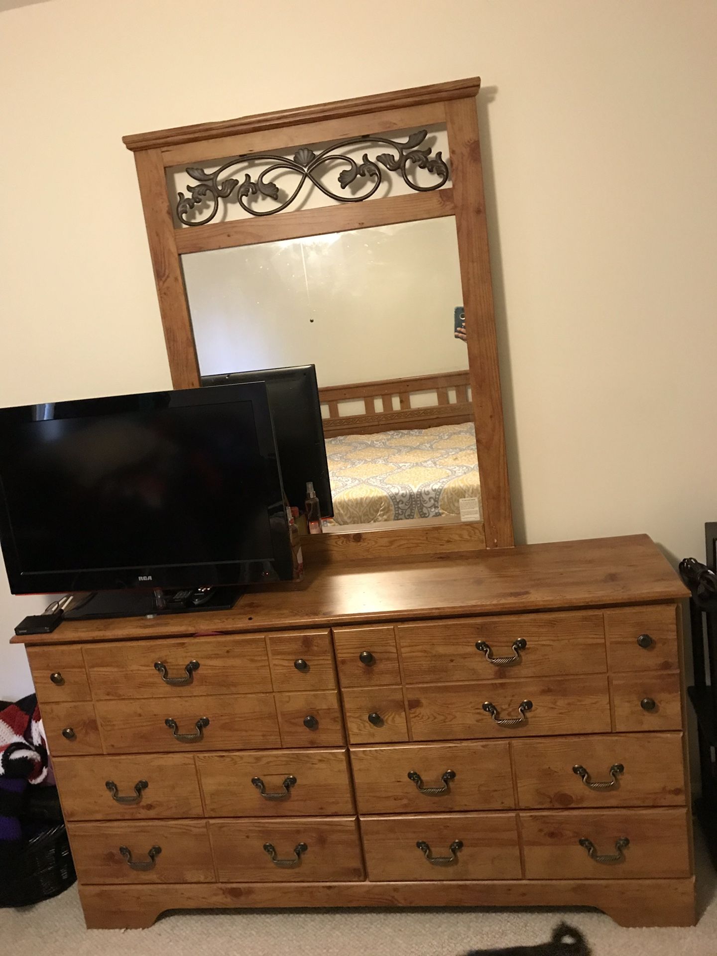 Ashley double bed with matching dresser combination