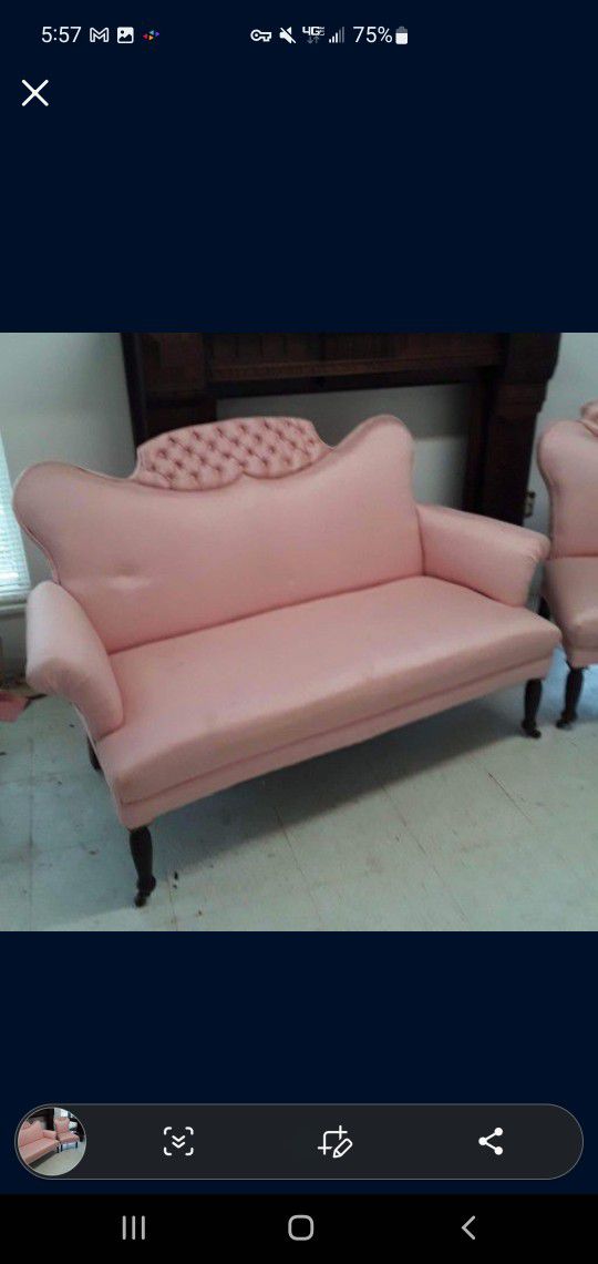 Antique Love Seat With Matching Chair 
