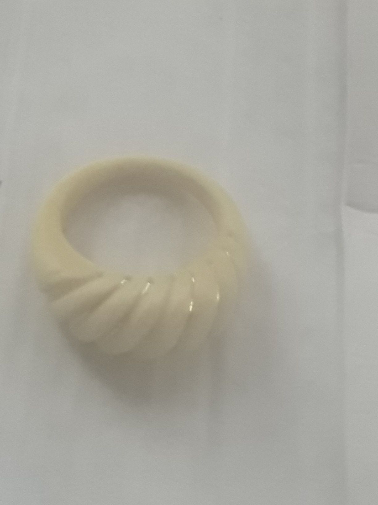 Carved Ivory 14K Gold Dome Shrimp Ring