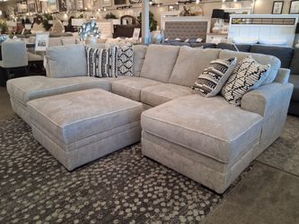 2PC Plush chenille linen upholstered sectional