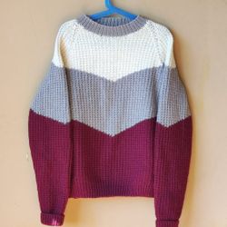 New Geometric Block Long Sleeve Sweater Sweatshirt Top Youth Boys S Small 7 10 