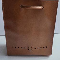 Mondani New York Brown Faux Leather Purse Drawstring Backpack Handbag