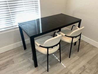 Black Matte Dining Table and Chair Pair
