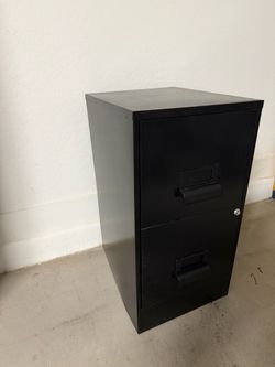 Black Metal 2-Drawer Filing Cabinet with Key – $50 OBO