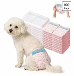 100 Pack Disposable Female Dog Diapers size Medium