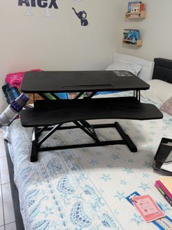 VIVO 32 inch Desk Converter, K Series, Height Adjustable Sit to Stand Riser, Dual Monitor and Laptop Workstation with Wide Keyboard Tray, Black, DESK-