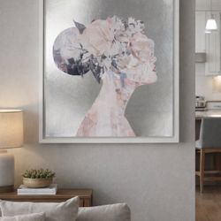 “Head in the Clouds” — Mixed Media Silhouette on Silver Foil