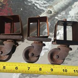 4 Caster Metal Steel Wheels From Brass Bed Frame
