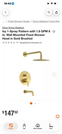 Swiss Madison Ivy 8 in. Gold Brushed Shower Head Set