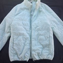 Victoria's Secret PINK Packable Puffer Jacket in light blue, size S,