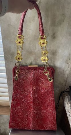 Gorgeous Embossed Italian Leather Bucket Purse