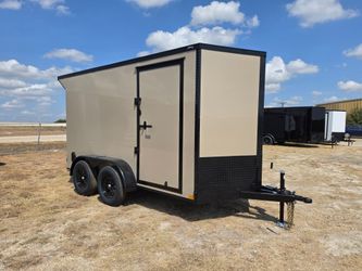 2027 New 6x12 TA Screwless Enclosed Trailer | Blackout | Spoiler Package | .08 Polycor | Dexter Axles | El Paso | 1257 (TAN)