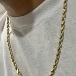 REAL GOLD 5.5mm 14KT 24 Inch Diamond Cut Rope Chain SEMI HOLLOW 13.3Grams