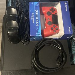 PS4 Pro And A Red Controller With And Free Charging Station 