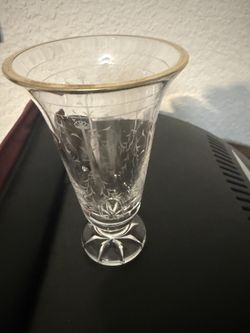 Limited Rare | Waterford Crystal | Gold Rimmed Charlemont Flower Vase | 6”