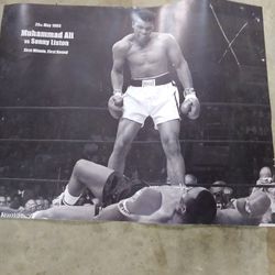 Vintage Mohammad Ali. & Sonny Liston. KO. Frist Minute. First. Round. Damm  Man.. Print. 20 X. 16. Inches.   100 Bucks