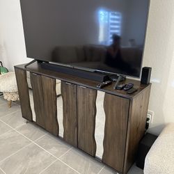 Wood TV Console Media Cabinet with Storage, Entertainment Center for Living Room Bedroom