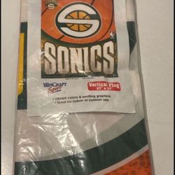 New Large 27” X 37” Seattle Sonics Vertical Flag 