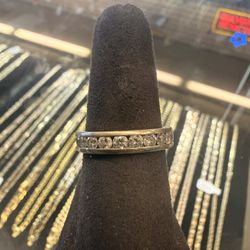14KT White Gold Band W/ Round Diamonds 43514-1