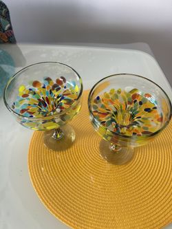 SET OF 6—LARGE CONFETTI MARGARITA GLASSES