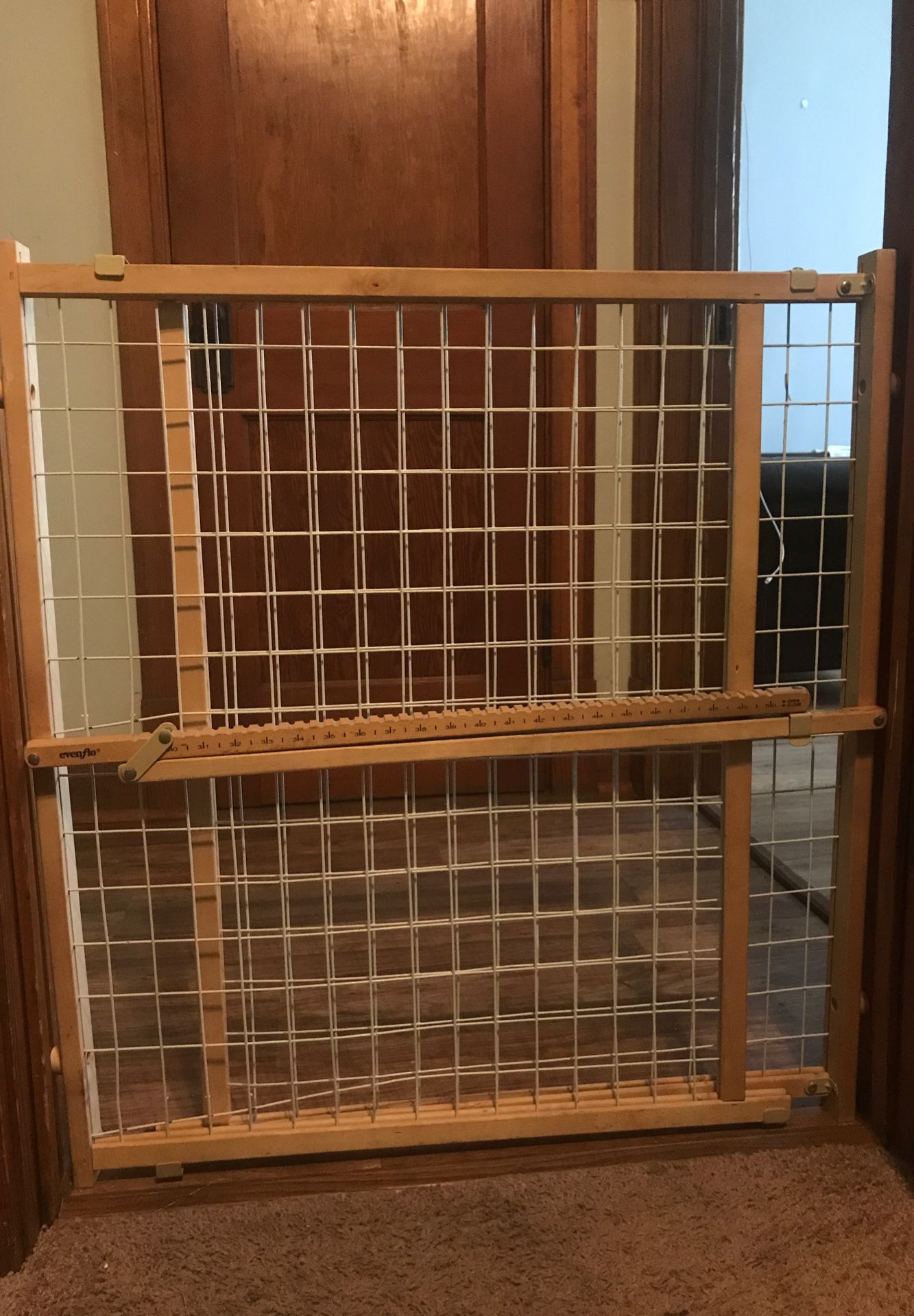 Indoor Child Safety Gate by Evenflow for kids, pets, dogs. Wood Frame