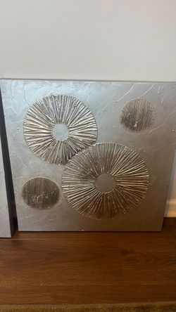 Silver Textured Abstract Canvas Wall Art