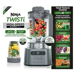 NINJA Twisti HIGH-SPEED Blender DUO 3 Preset Auto-iQ Programs, 34oz Pitcher Capacity (Model: SS150)