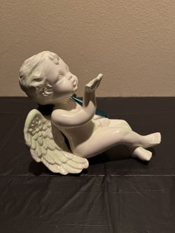 Ceramic Angel Cherub Figurine 8”