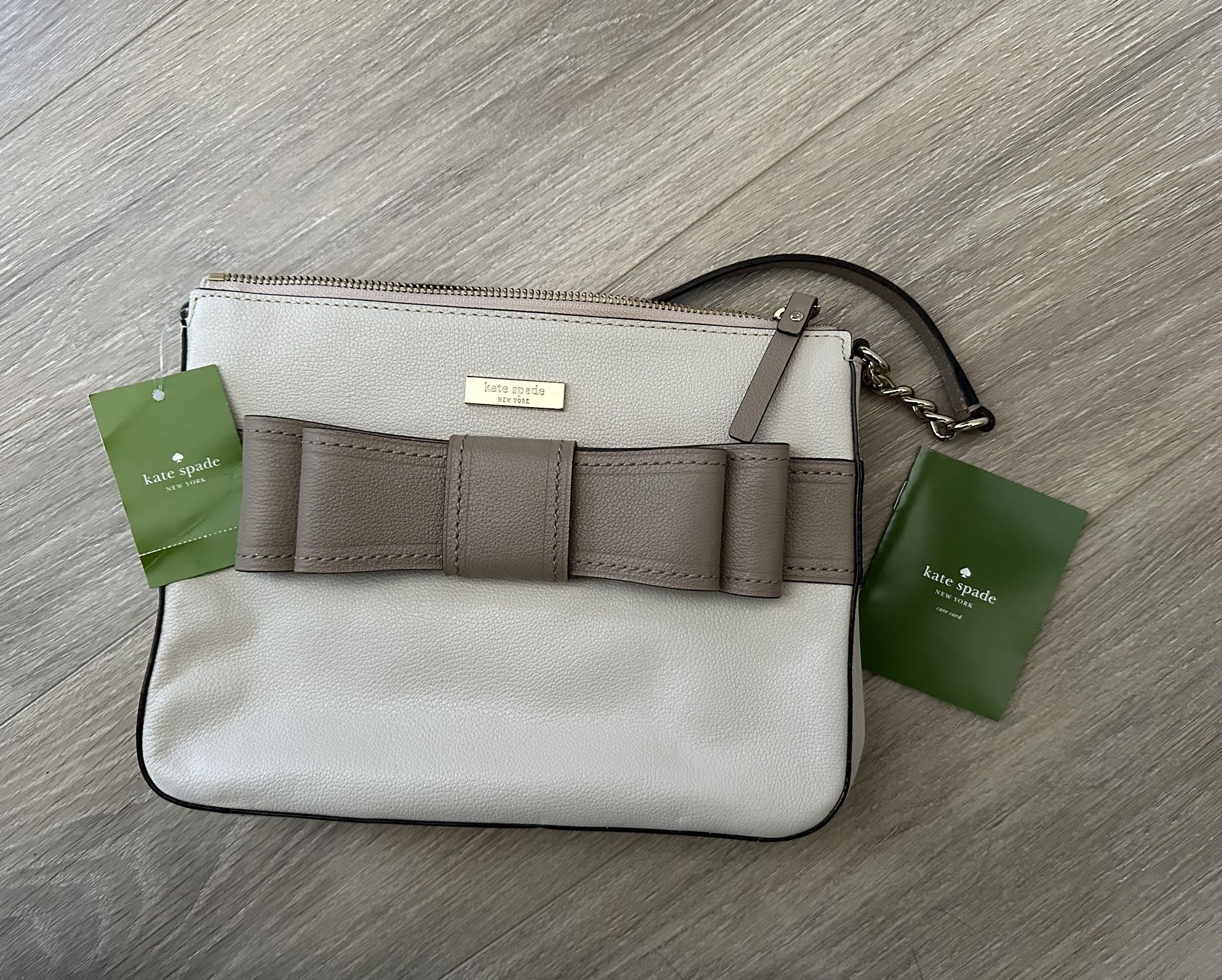 Kate Spade New York Crossbody Beige with Taupe Bow