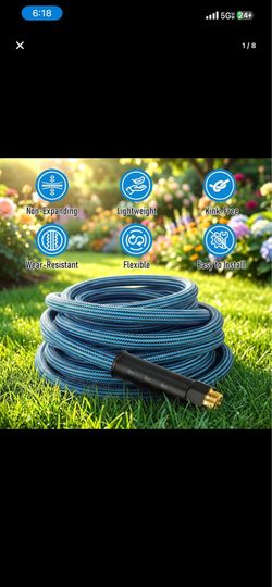 NON-EXPANDABLE Garden Hose 50 ft, Heavy Duty Flexible Water Hose, Kink Resistant Lightweight Hybrid Hose with Durable Fabric Skin, Leakproof Hose Male