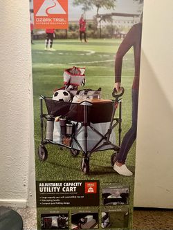 *NEW *Ozark Trail Adult Height Adjustable Quad Fold Camping Cart Wagon, Blue