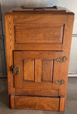 Vintage antique wooden ice box