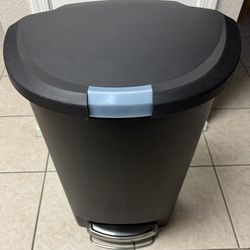 simplehuman Kitchen Trash Can, 13 Gallon Plastic Step Garbage Bin with Secure Slide Lock Lid, Gray