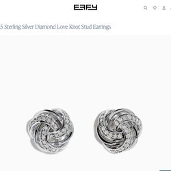 New Effy Sterling silver Diamond  Earring 